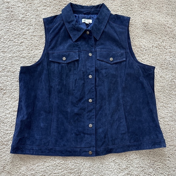 NWOT Navy Blue Genuine Soft Leather Vest With Pockets Size 2X - Picture 5 of 10